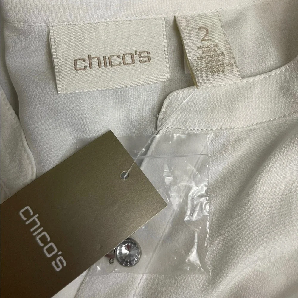 Chico’s Studded Antique White Blouse Size 2 = L / 12 - Picture 10 of 12